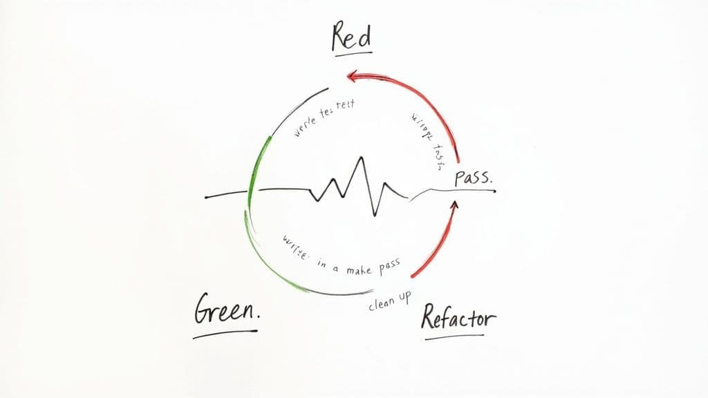 Диаграмма цикла TDD: Red-Green-Refactor
